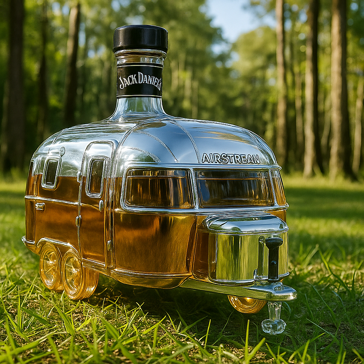 Classic Airstream Travel RV Whiskey Bottle